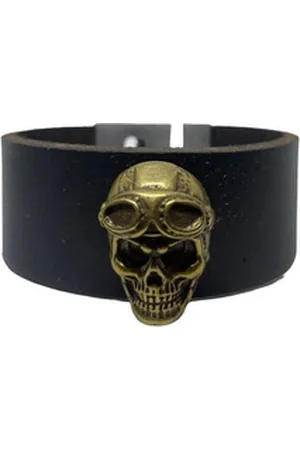 Aaron Bane Lederarmband Lederarmband Herren Armband breit mit Totenkopf Skull Desgin (1-tlg)