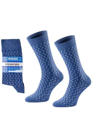 Chili Lifestyle Freizeitsocken CAPTAIN Lustige Socken mit Spruch Banderole als Geschenksocken (Paar, 1-Paar, Mit Spruchbanderole) Weichbund ohne Gummidruck blau 36-40