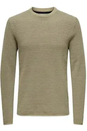 Only & Sons Strickpullover Pullover Rundhals Langarm Sweater ONSNIGUEL REG 12 STRIPE CREW KNIT braun|schwarz XL