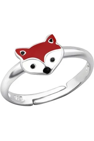 Bungsa Fingerring Ring Fuchs aus 925 Silber Kinder (Ring, 1-tlg), Mädchen Jungen rot|silberfarben