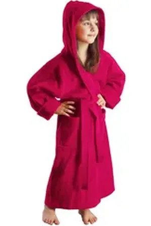Arus Kinderbademantel für Jungen und Mädchen, mit Kapuze, 100% Baumwolle, mit zwei Taschen, farbenfroh rot 164