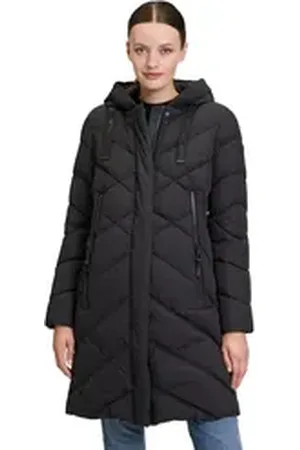 AMBER & JUNE Steppmantel Steppmantel mit Kapuze schwarz 34