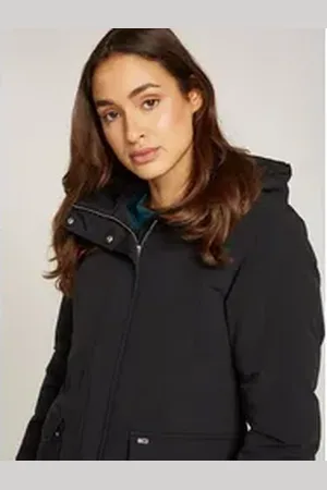 Tommy Hilfiger Wintermantel TJW TECHNICAL DOWN PARKA mit Logostickerei schwarz XS (34)