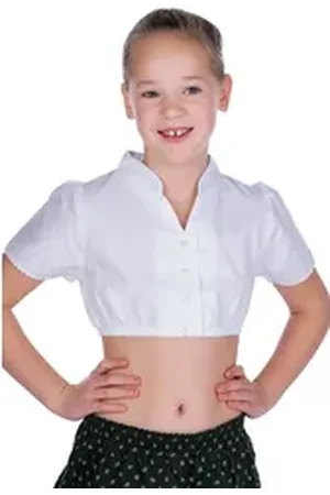 Isar Trachtenbluse Dirndlbluse Kinder - ELISE - weiß weiß 170