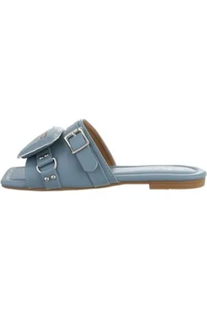 Ital-Design Damen Mules Freizeit Pantolette (74654129) Blockabsatz Pantoletten in Blau blau 36 EU