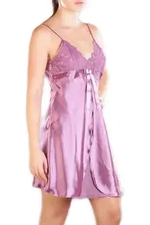 familytrends Negligé mit Spitze und Satin-Schleife lila S