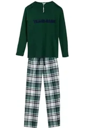 LOUIS & LOUISA Pyjama Herren Flanell Pyjama Traummann grün, 100% Baumwolle S