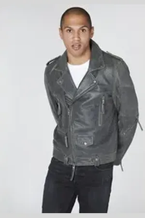 Bolongaro Bikerjacke STATEMENT BIKER Zwei-Wege-Reißverschluss, aus weichem Leder, Reißverschlussdetails grau M