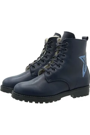 Dianetti Stiefel 9907 Winter Boots aus Leder mit Lammfell Blau Schnürstiefelette EUR 34