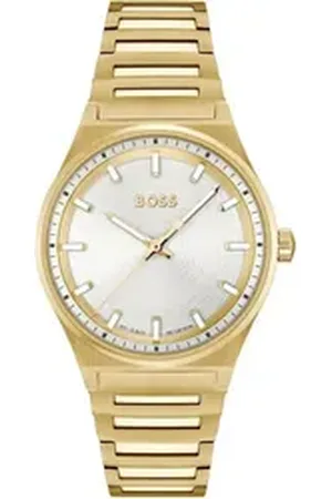 HUGO BOSS Quarzuhr CANDOR LADIES 1502738, Damenuhr, Armbanduhr, Leuchtindizes, Edelstahlarmband goldfarben