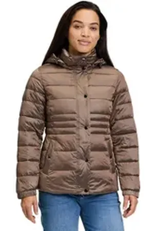 Cartoon Steppjacke Steppjacke mit abnehmbarer Kapuze braun 44