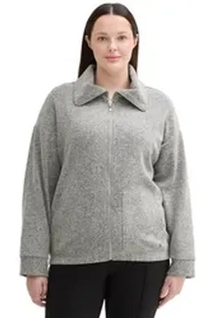 TOM TAILOR PLUS Sweatjacke mit Fischgrätenmuster grau 54