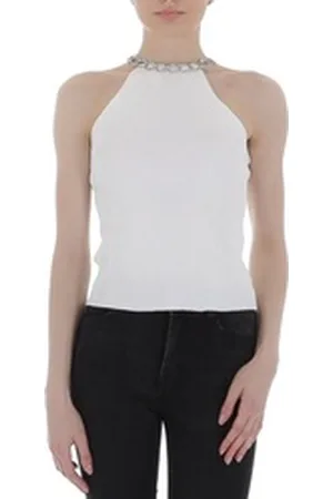 Ital-Design Tanktop Damen Party & Clubwear Kette Stretch Top in Weiß weiß M/L