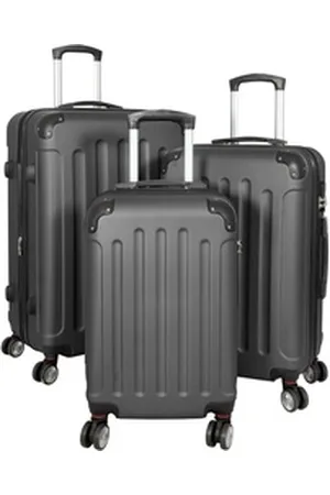 MONOPOL® Kofferset 3er Reisekoffer Set Trolley Hartschale Flugzeugkoffer, 4 Zwillingsrollen & Hartschale & Teleskop-Trolleygriff