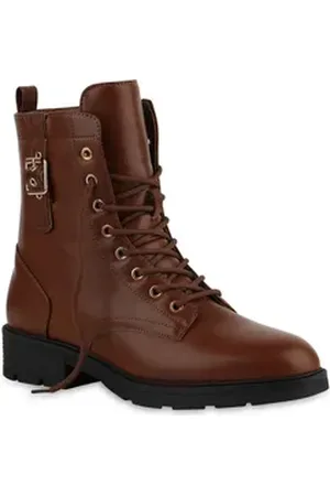 VAN HILL 840822 Damen Übergrößen Schnürstiefelette Schuhe braun 42 EU