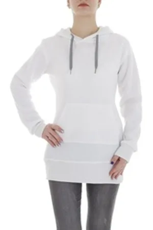 Ital-Design Fleeceshirt Damen Freizeit (86099138) Kapuze Pullover & Strick in Weiß weiß S