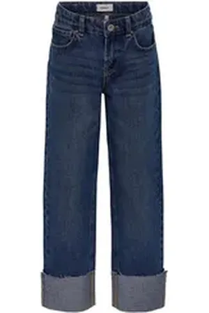 ONLY Stretch-Jeans KOGMEGAN STRAIGHT FOLD UP DNM PIM blau 152