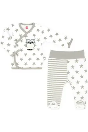 Makoma Erstausstattungspaket Baby Wickeljacke Hose mit Füßen Rosa Eule (Set, 2-tlg) 100% Baumwolle weiß 62