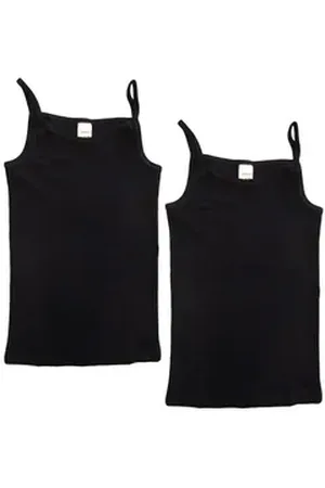 Hermko Unterhemd 62460 2er Pack Mädchen Trägerhemd Funktionswäsche für Sport und Alltag schwarz 104