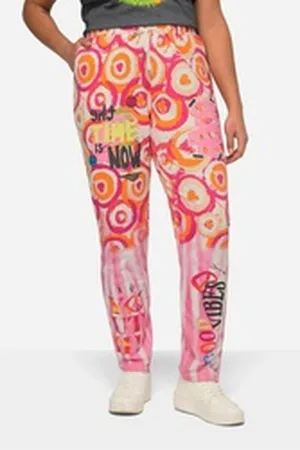 Angel of Style Angel of Style Funktionshose Joggpants Straight Fit Batikprint Schriftzüge rosa 54