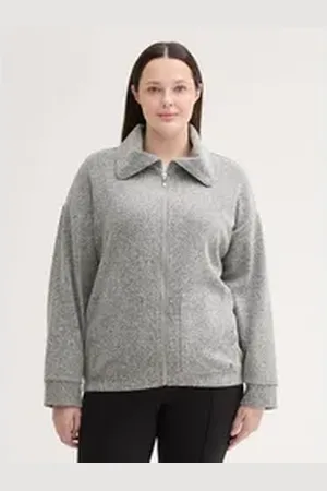 TOM TAILOR PLUS Sweatjacke Plus Size - Sweatjacke mit Stehkragen grau 52