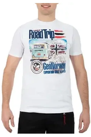 Geographical Norway T-Shirt Casual Kurzarm Shirt bajiami Men White M mit auffälligen Prints weiß M