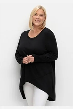 Sheego Longshirt Große Größen in Wickeloptik, in leichter A-Linie schwarz 44/46