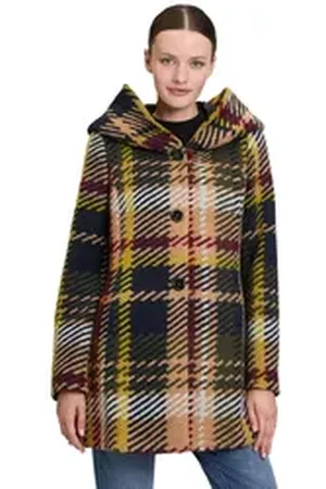AMBER & JUNE Kurzjacke Kurzmantel mit Kapuze blau 42