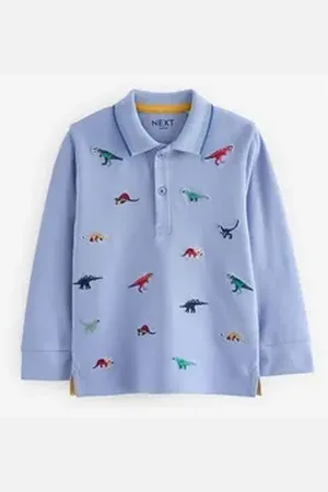 Next Langarm-Poloshirt Langärmeliges Poloshirt mit Stickerei (1-tlg) blau 62-68 (3-6 Mon.)