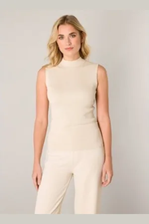 Base Level Tanktop mit Stehkragen beige 36