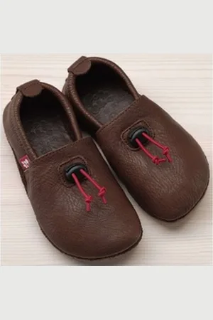 POLOLO Kinderschuhe, Unisex Hausschuh mit Kordel, Barfußschuh braun 31 EU