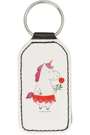 Mr. & Mrs. Panda Schlüsselanhänger Einhorn Dame - Weiß - Geschenk, Schutzengel, Taschenanhänger, Schlüss (1-tlg), Trägt Botschaft weiß