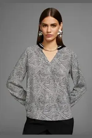 Daniel Hechter Druckbluse mit Kontrastkragen schwarz|weiß 38