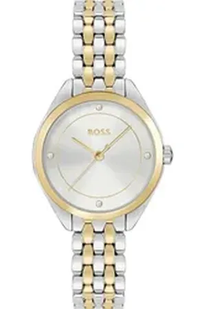 HUGO BOSS Quarzuhr MAE 1502724, Damenuhr, Armbanduhr, Glaskristalle, Edelstahlarmband silberfarben