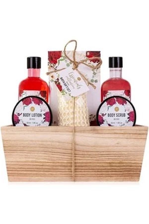 accentra Pflege-Geschenkset "Rose" Geschenkset mit Wildrosen Duft im Holzkorb, 6-tlg., Mit Rosenduft