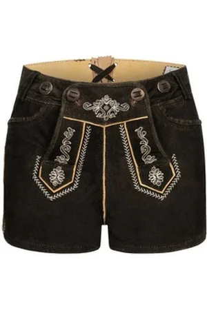 Nübler Trachtenlederhose Lederhose Hotpants Hanna in Espresso Braun von braun 34