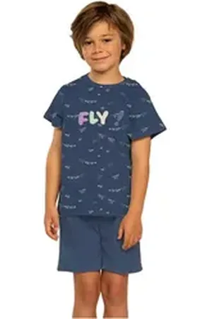 Eskimo Schlafanzug Kids (Set, Set) Jungen Schlafanzug kurz Shorty Baumwolle blau|lila 6 (Körpergröße 116)