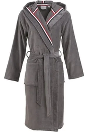 Carl Ross Unisex-Bademantel, Langform, Baumwolle, Kapuze, Gürtel, Mit Kapuze grau L