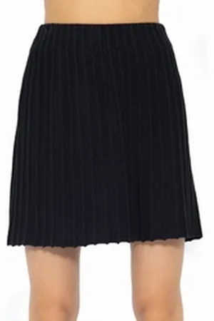 SASSYCLASSY Strickrock Plissierter Mini Strick-Rock Plissierter Mini Strick-Rock schwarz L