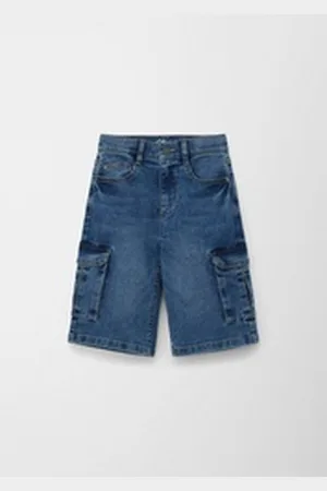 QS by s.Oliver 7/8-Jeans Jeans / Loose Fit / High Rise / Wide Leg / Cargotaschen Waschung blau 116/SLIM