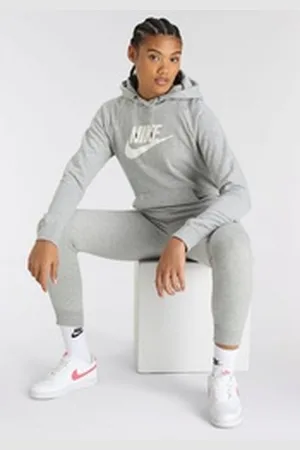 Nike Sportswear Kapuzensweatshirt ESSENTIAL WOMENS FLEECE PULLOVER HOODIE grau XS (32/34)