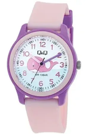 Q&Q Quarzuhr VS59J004Y Kinderuhr mit Silikonarmband, Blumenmotive, 10 ATM
