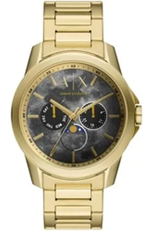 Giorgio Armani ARMANI EXCHANGE Multifunktionsuhr AX1737, Quarzuhr, Armbanduhr, Herrenuhr, Mondphase, Datum, Edelstahlarmband goldfarben