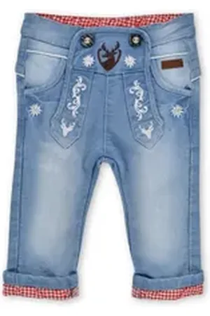 BONDI Lederhose Trachtenjeans Baby/Kleinkind - HIRSCHL - blue denim 110