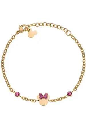 Disney Armband Kinder Armband Minnie Mouse © goldfarben rosa Kristalle rosa