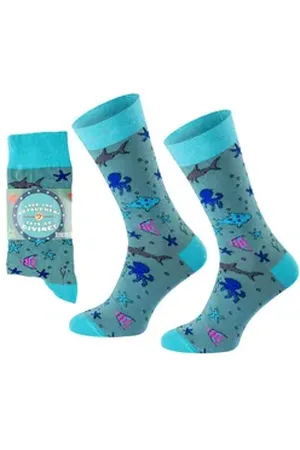 Chili Lifestyle Freizeitsocken TAUCHEN Lustige Socken mit Spruch Banderole als Geschenksocken (Paar, 1-Paar, Mit Spruchbanderole) Weichbund ohne Gummidruck blau|grau 36-40