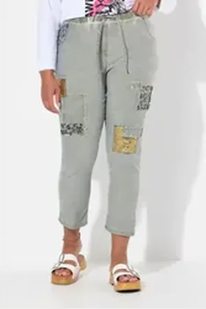 Angel of Style Angel of Style Funktionshose Hose Joggpants Crinkle Pailletten Elastikbund grau|grün 44