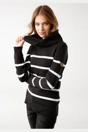 KangaROOS Rollkragenpullover in lässiger Form mit Kontraststreifen schwarz 48/50 (XL)