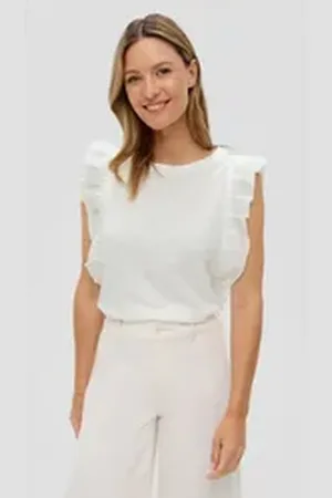 QS by s.Oliver Shirttop Top mit Raffung Rüschen 48