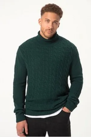 STHUGE Rundhalspullover Pullover Rollkragen Zopfstrick bis 8 XL grün 7XL